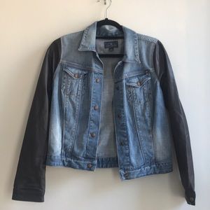 JEAN JACKET WITH FAUX LEATHER SLEEVES